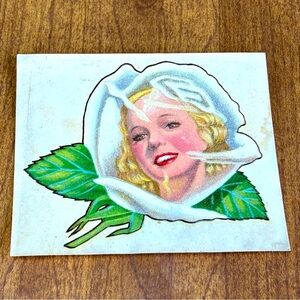 Vintage White Rose Gas Oil Dealer Transfer Decal Blond Bombshell 1950s Canadian